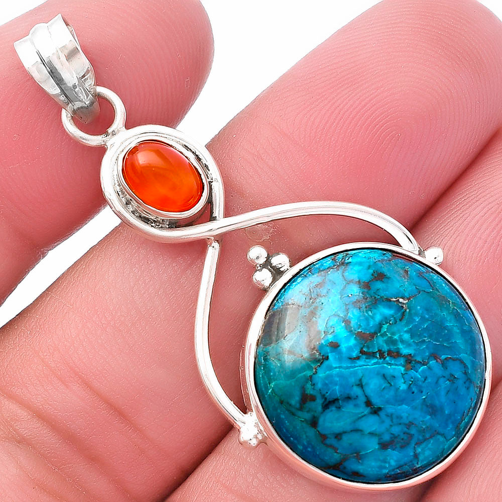 Shattuckite - USA & Carnelian Pendant P-1125 SDP145779