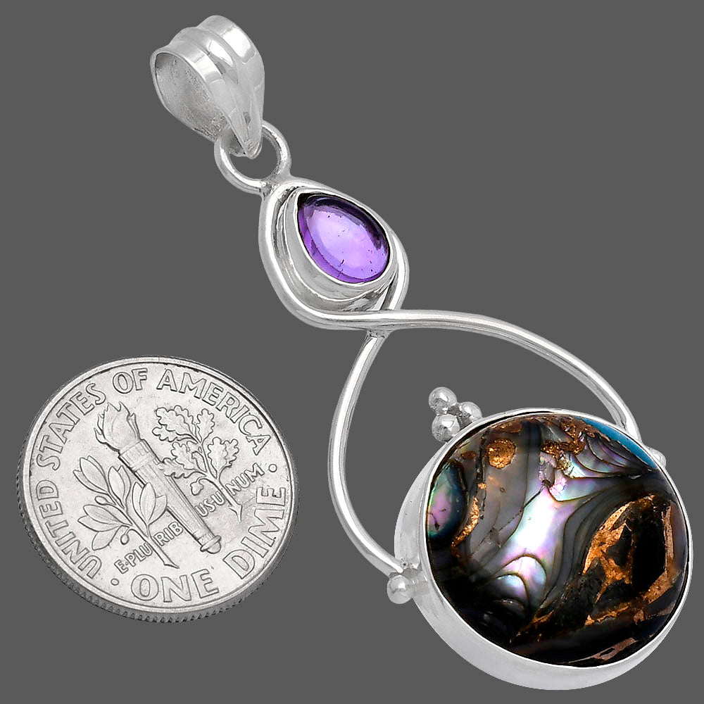 Copper Abalone Shell & Amethyst Pendant P-1125 SDP145790