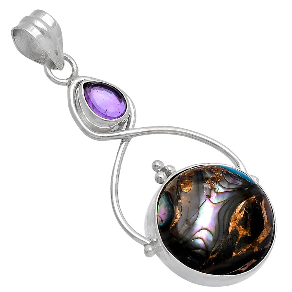 Copper Abalone Shell & Amethyst Pendant P-1125 SDP145790