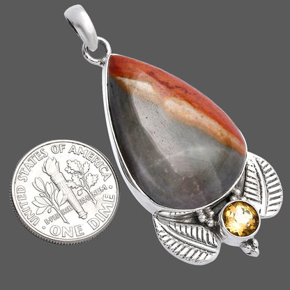 Natural Polygram Jasper & Citrine Pendant P-1127 SDP145892