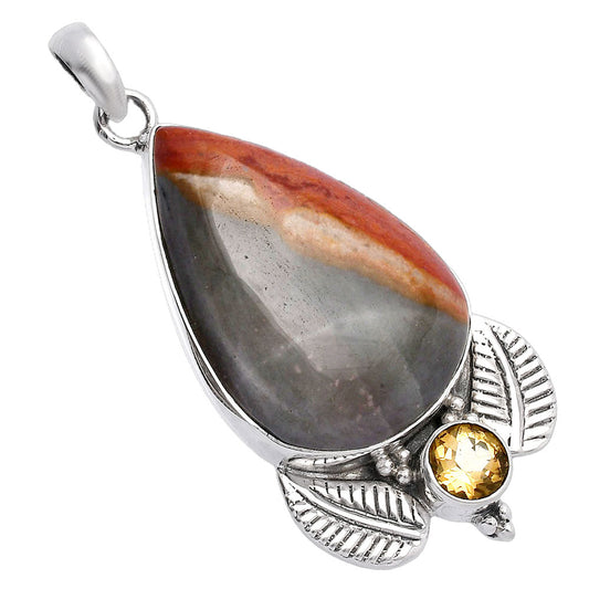 Natural Polygram Jasper & Citrine Pendant P-1127 SDP145892