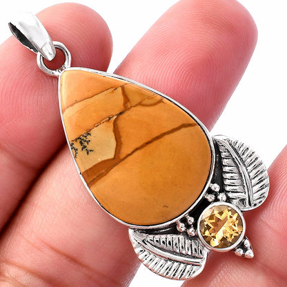 Natural Picture Jasper & Citrine Pendant P-1127 SDP145893