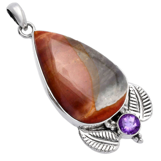 Natural Polygram Jasper & Amethyst Pendant P-1127 SDP145896