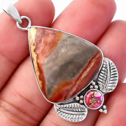 Polygram Jasper & Kingman Pink Dahlia Turquoise Pendant P-1127 SDP145901