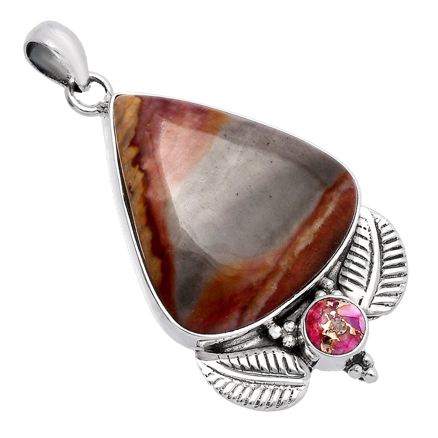 Polygram Jasper & Kingman Pink Dahlia Turquoise Pendant P-1127 SDP145901