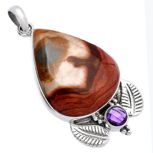Natural Polygram Jasper & Amethyst Pendant P-1127 SDP145904