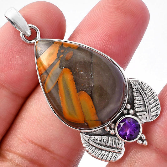 Natural Fruit Jasper & Amethyst Pendant P-1127 SDP145905