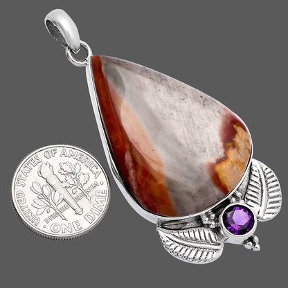 Natural Polygram Jasper & Amethyst Pendant P-1127 SDP145913