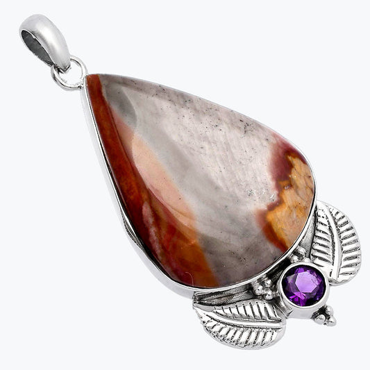 Natural Polygram Jasper & Amethyst Pendant P-1127 SDP145913