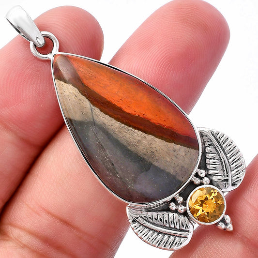 Natural Polygram Jasper & Citrine Pendant P-1127 SDP145919