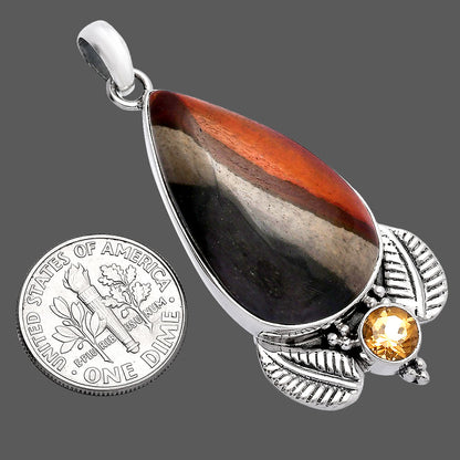 Natural Polygram Jasper & Citrine Pendant P-1127 SDP145919