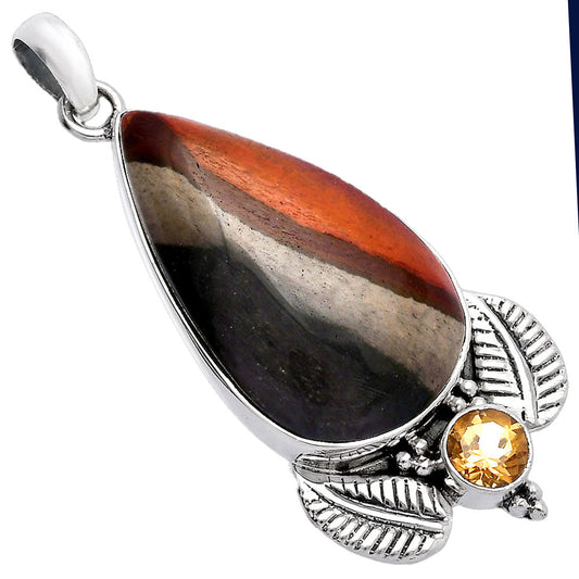Natural Polygram Jasper & Citrine Pendant P-1127 SDP145919