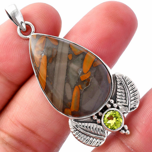 Natural Fruit Jasper & Peridot Pendant P-1127 SDP145950