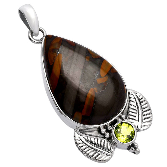 Natural Fruit Jasper & Peridot Pendant P-1127 SDP145950