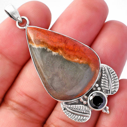 Natural Polygram Jasper & Black Onyx Pendant P-1127 SDP145951