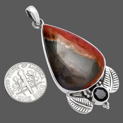 Natural Polygram Jasper & Black Onyx Pendant P-1127 SDP145951