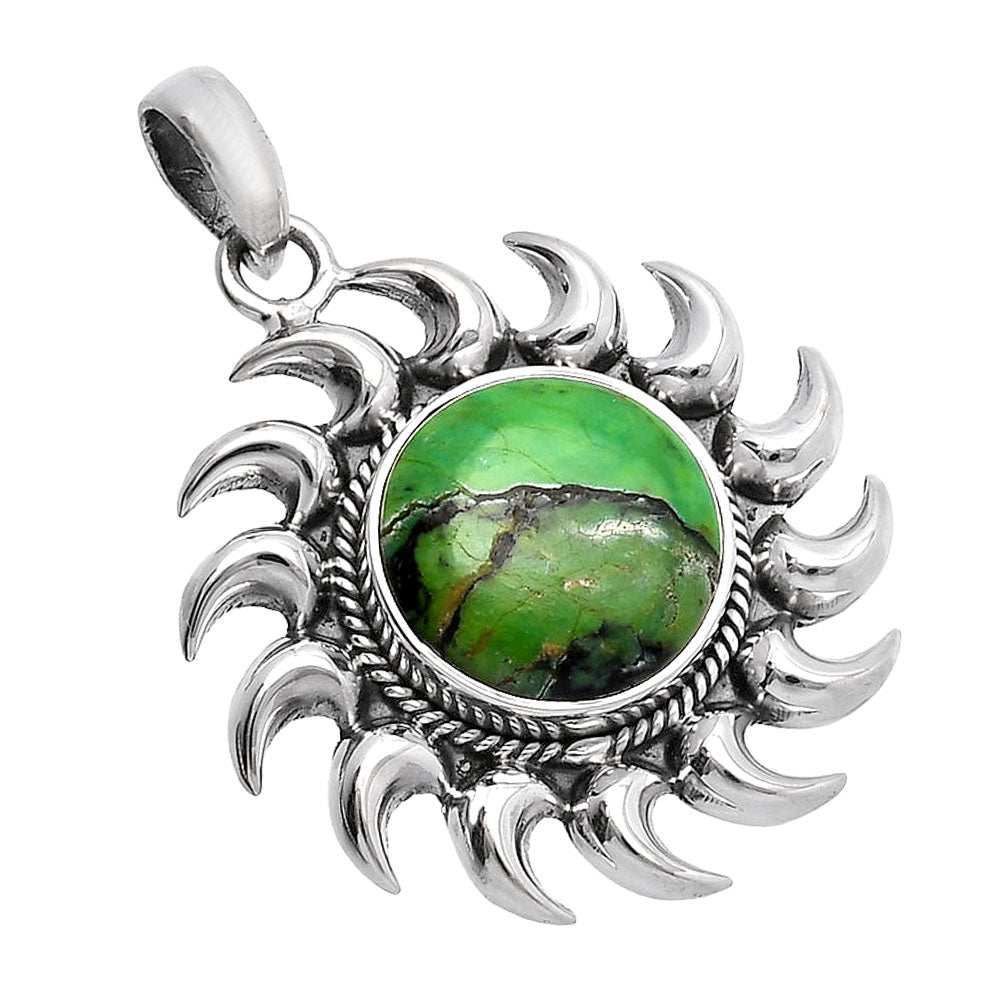 Sun - Natural Green Matrix Turquoise Pendant P-1264 SDP145973