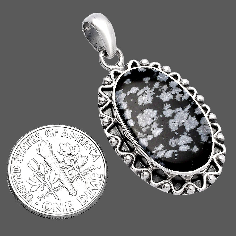 Natural Snow Flake Obsidian Pendant P-1514 SDP146109