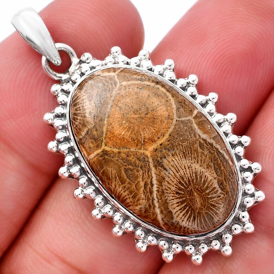 Natural Flower Fossil Coral Pendant P-1066 SDP146176