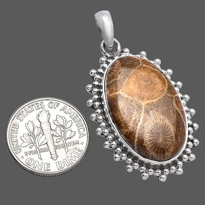 Natural Flower Fossil Coral Pendant P-1066 SDP146176