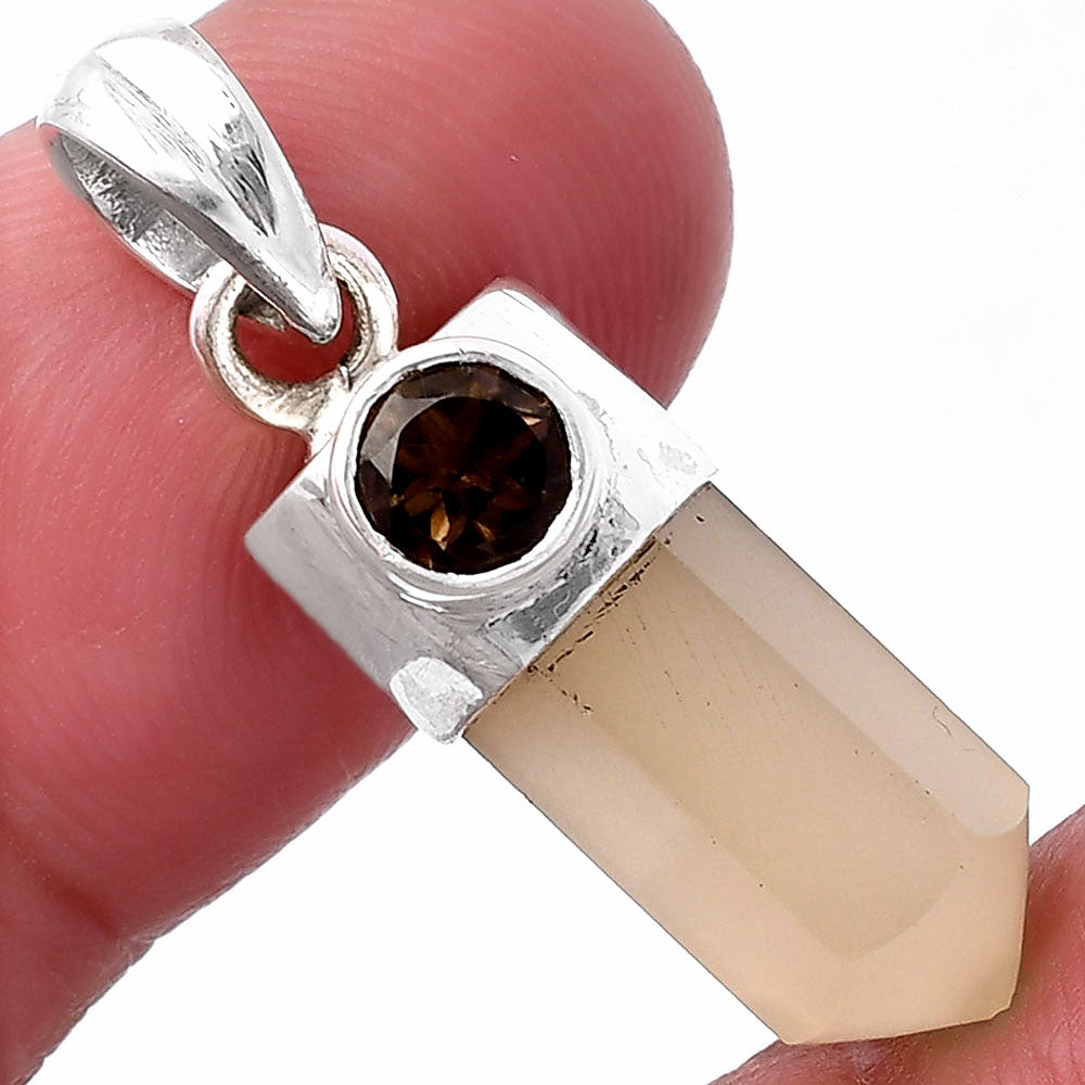 Milky Lemon Quartz Point & Smoky Quartz Pendant P-1107 SDP146202
