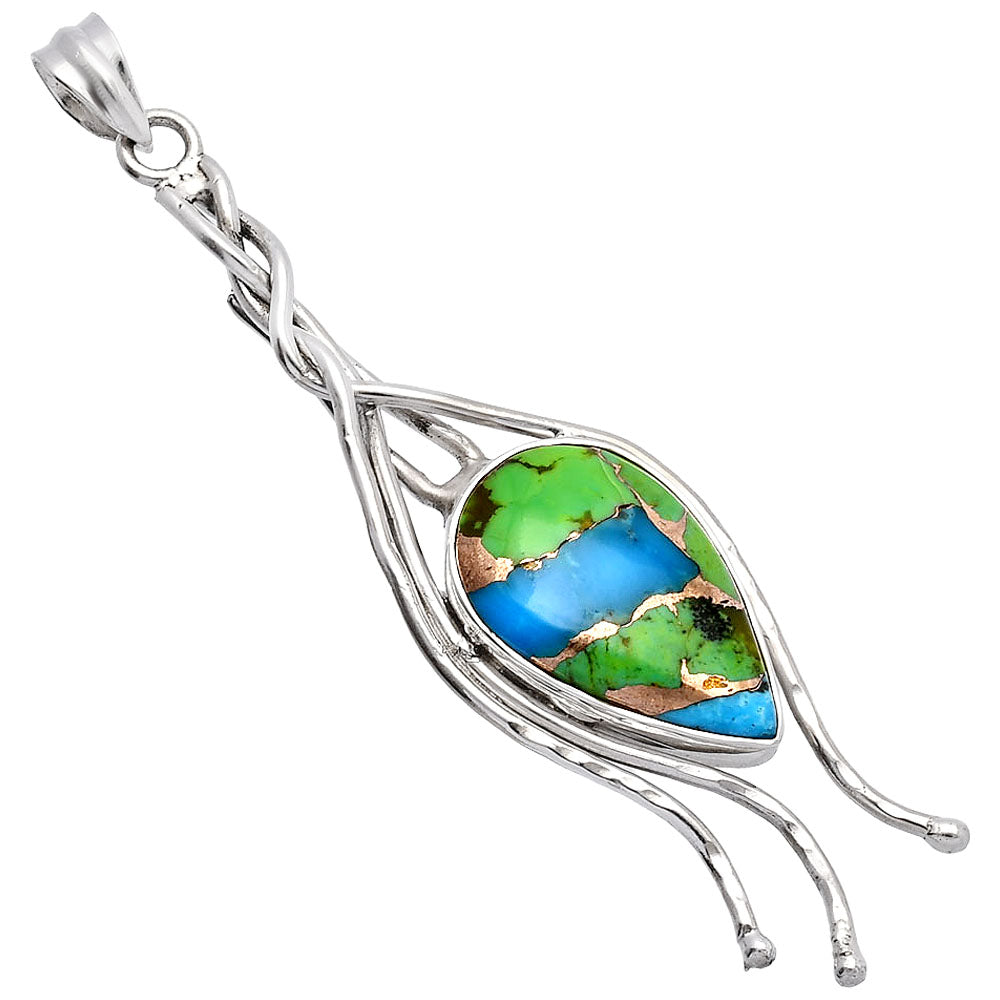 Blue Turquoise In Green Mohave - USA Pendant P-1728 SDP146265