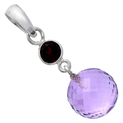 Amethyst Checker Ball & Garnet Pendant P-1729 SDP146535