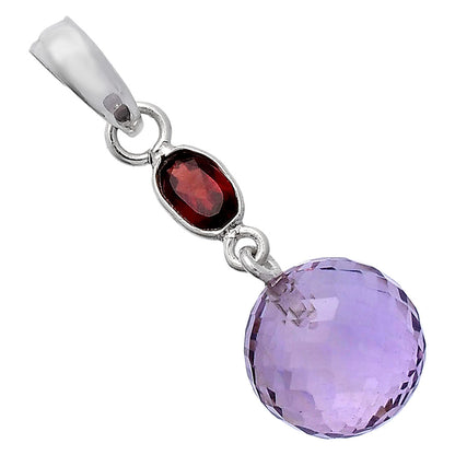 Amethyst Checker Ball & Garnet Pendant P-1729 SDP146536