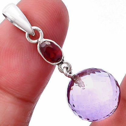 Amethyst Checker Ball & Garnet Pendant P-1729 SDP146538