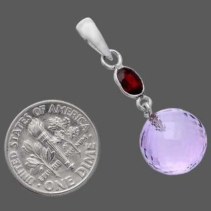 Amethyst Checker Ball & Garnet Pendant P-1729 SDP146538