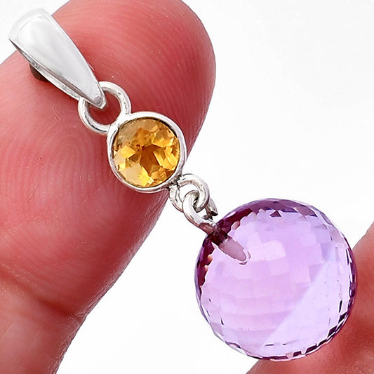 Amethyst Checker Ball & Citrine Pendant P-1729 SDP146541