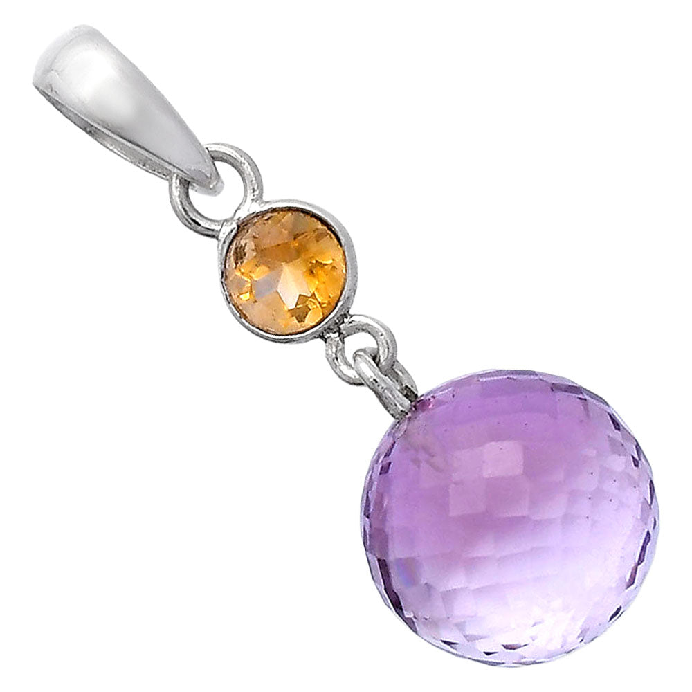 Amethyst Checker Ball & Citrine Pendant P-1729 SDP146541
