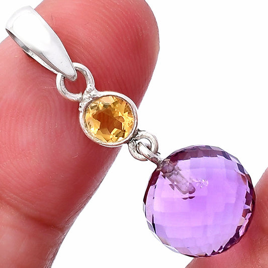 Amethyst Checker Ball & Citrine Pendant P-1729 SDP146542