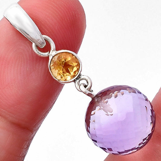 Amethyst Checker Ball & Citrine Pendant P-1729 SDP146543