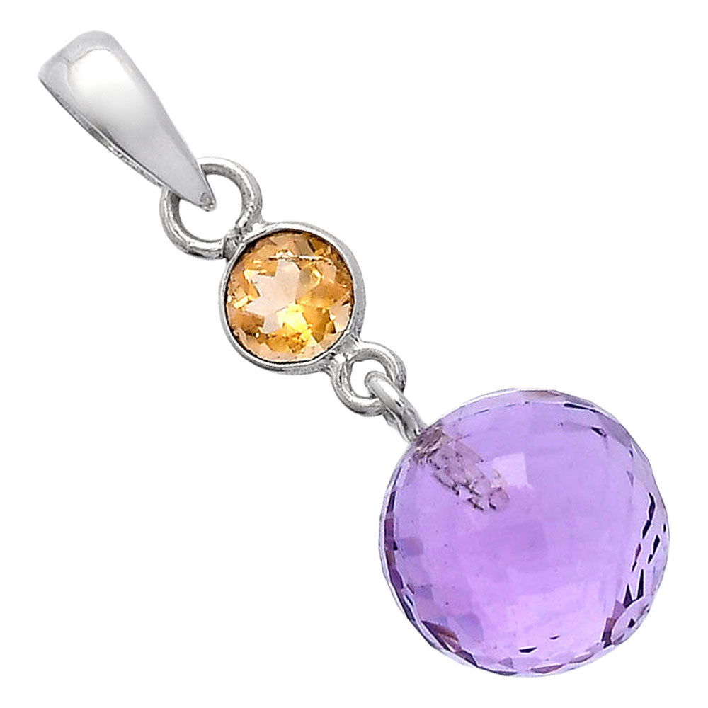Amethyst Checker Ball & Citrine Pendant P-1729 SDP146544