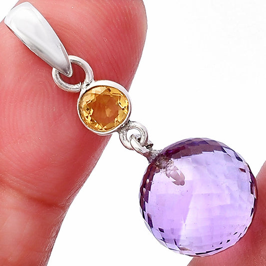 Amethyst Checker Ball & Citrine Pendant P-1729 SDP146546