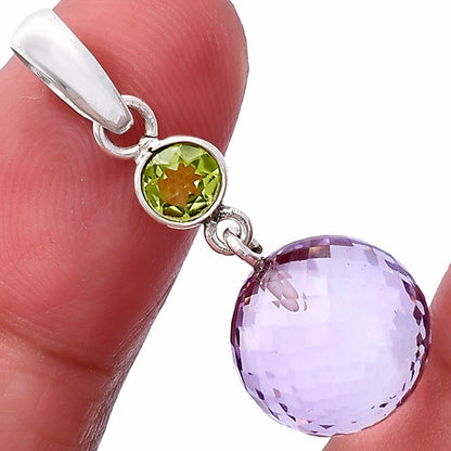 Amethyst Checker Ball & Peridot Pendant P-1729 SDP146551