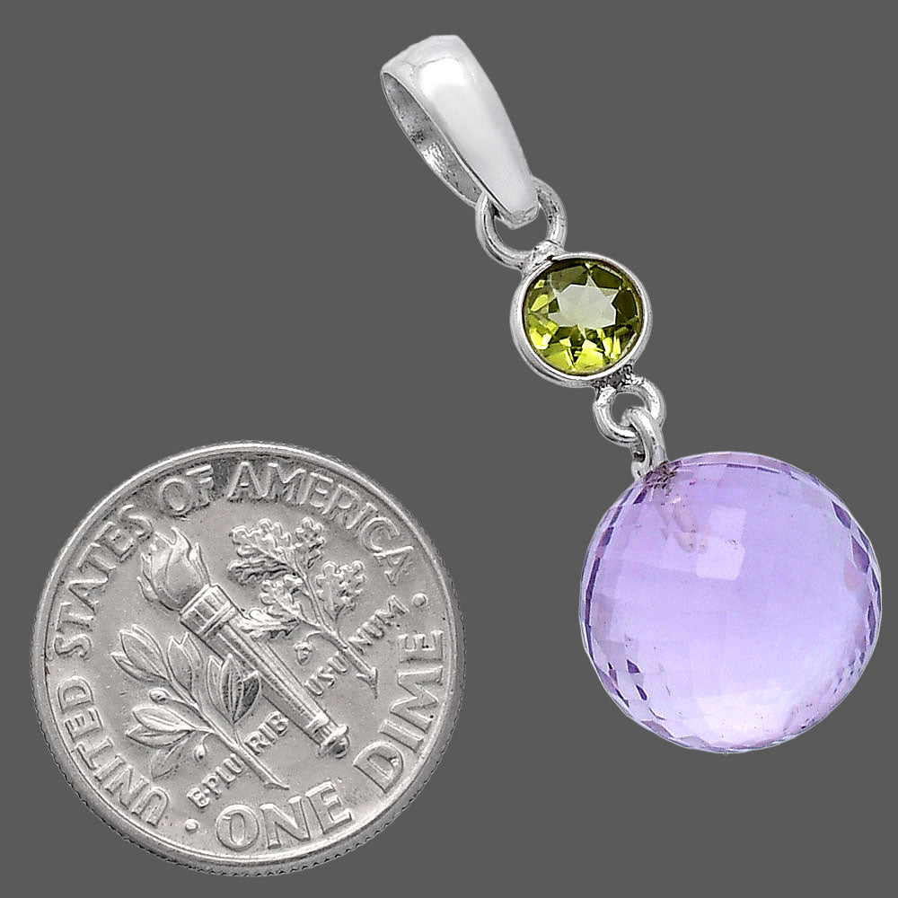 Amethyst Checker Ball & Peridot Pendant P-1729 SDP146551