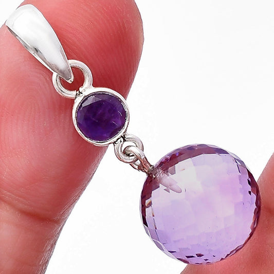 Amethyst Checker Ball - Brazil Pendant P-1729 SDP146552