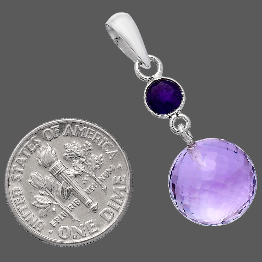 Amethyst Checker Ball - Brazil Pendant P-1729 SDP146552