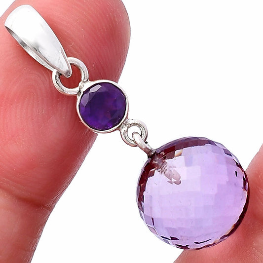 Amethyst Checker Ball - Brazil Pendant P-1729 SDP146553
