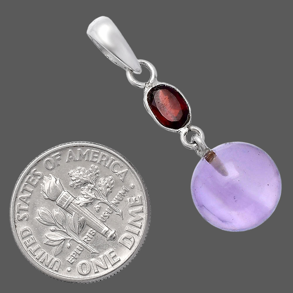 Amethyst Ball - Brazil & Garnet Pendant P-1729 SDP146564