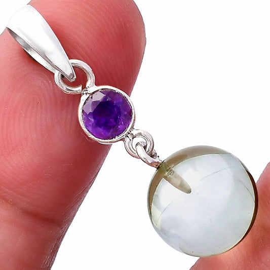 Prasiolite (Green Amethyst) Ball & Amethyst Pendant P-1729 SDP146565