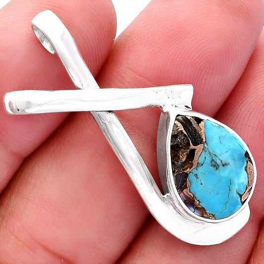Natural Shell In Black Blue Turquoise Pendant P-1596 SDP146580