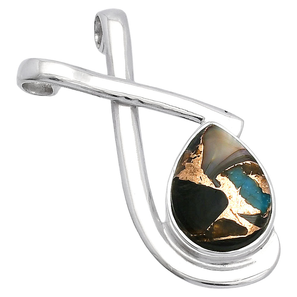 Natural Shell In Black Blue Turquoise Pendant P-1596 SDP146608