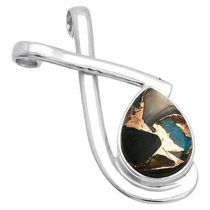 Natural Shell In Black Blue Turquoise Pendant P-1596 SDP146608