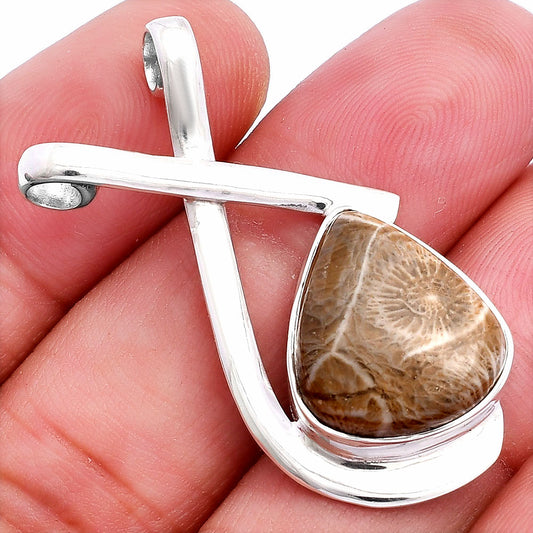 Natural Flower Fossil Coral Pendant P-1596 SDP146614