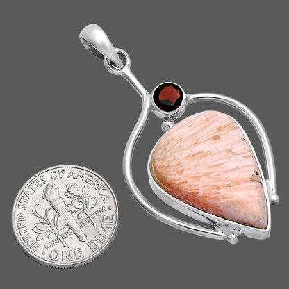 Orange Scolecite - India & Garnet Pendant P-1250 SDP146637