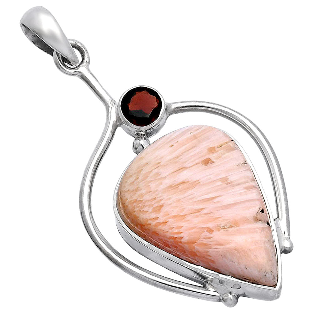 Orange Scolecite - India & Garnet Pendant P-1250 SDP146637