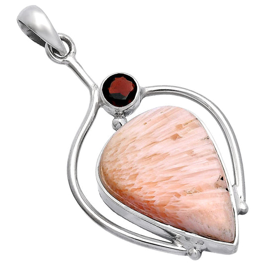 Orange Scolecite - India & Garnet Pendant P-1250 SDP146637